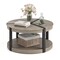 Grey Rubber Wood Mid-Century Coffee Table with Storage Shelf, Round